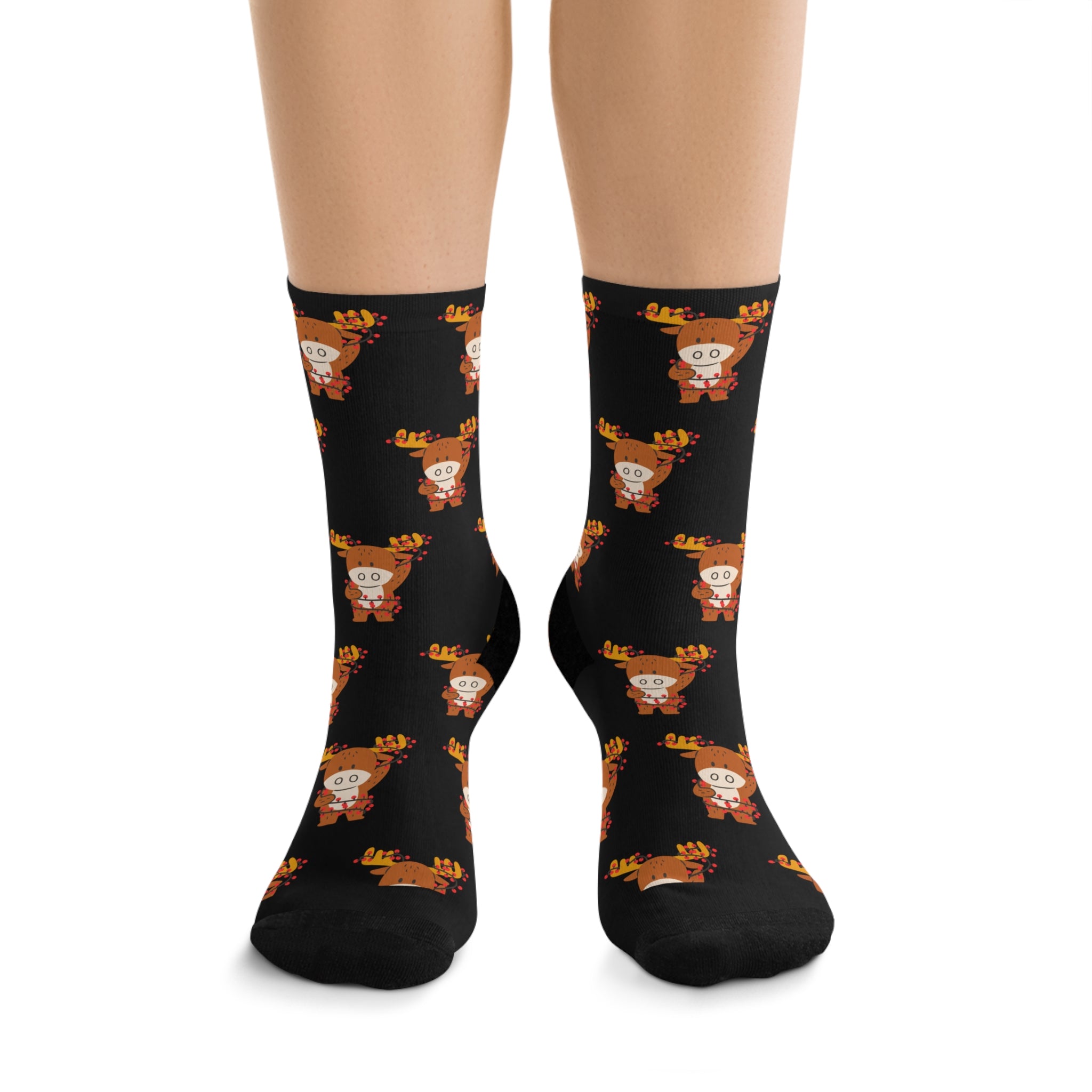 Reindeer Christmas Socks (Recycled) Black