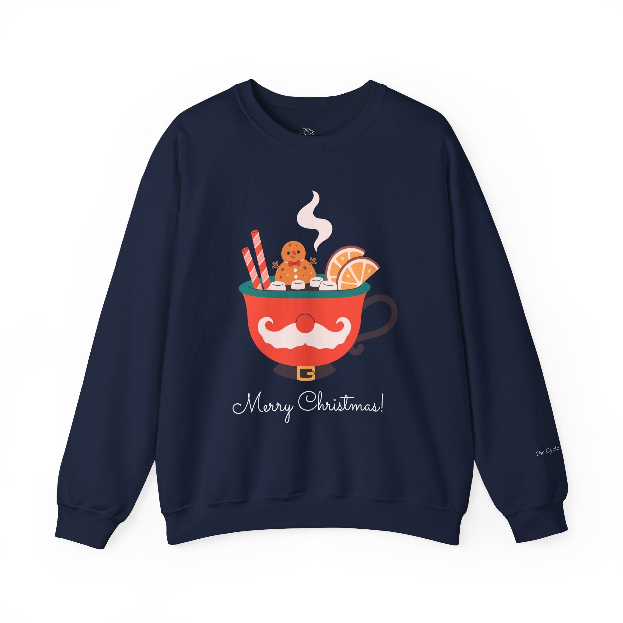 Merry Christmas Moustache Mug Holiday Sweater (W)