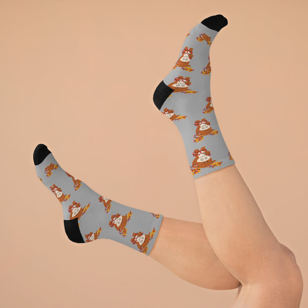 Reindeer Christmas Socks (Recycled) Grey