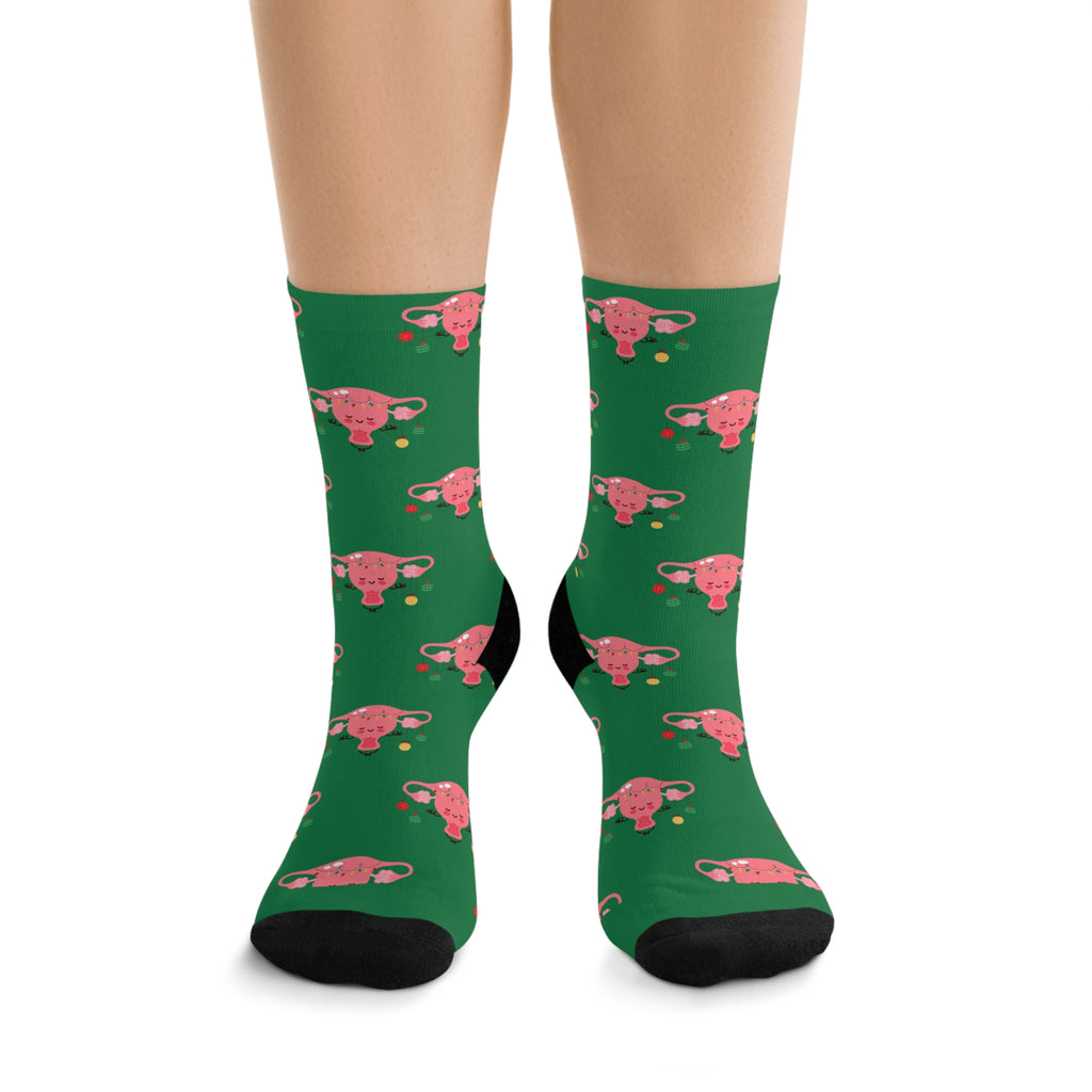 Uterus Christmas Socks (Recycled) Green