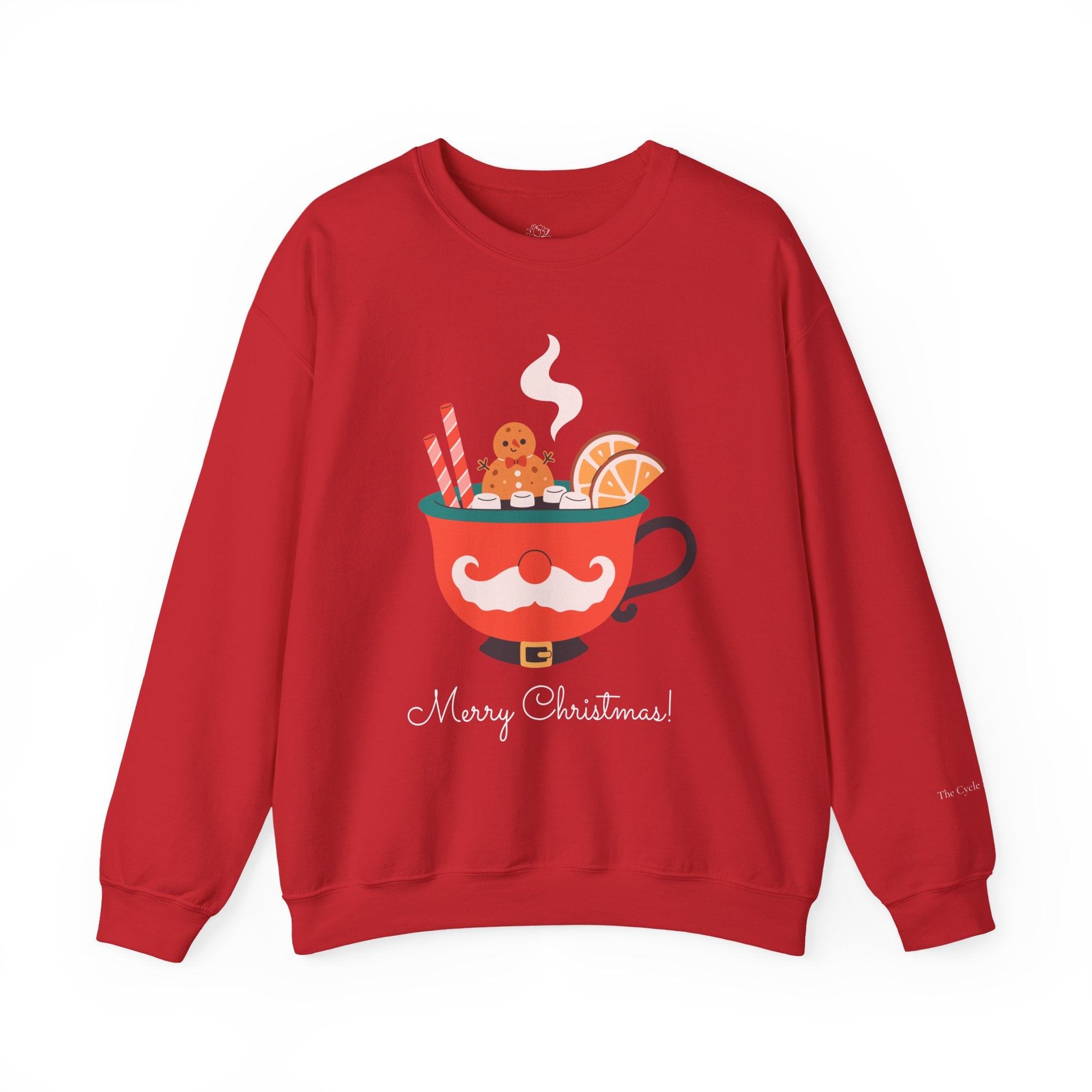 Merry Christmas Moustache Mug Holiday Sweater (W)