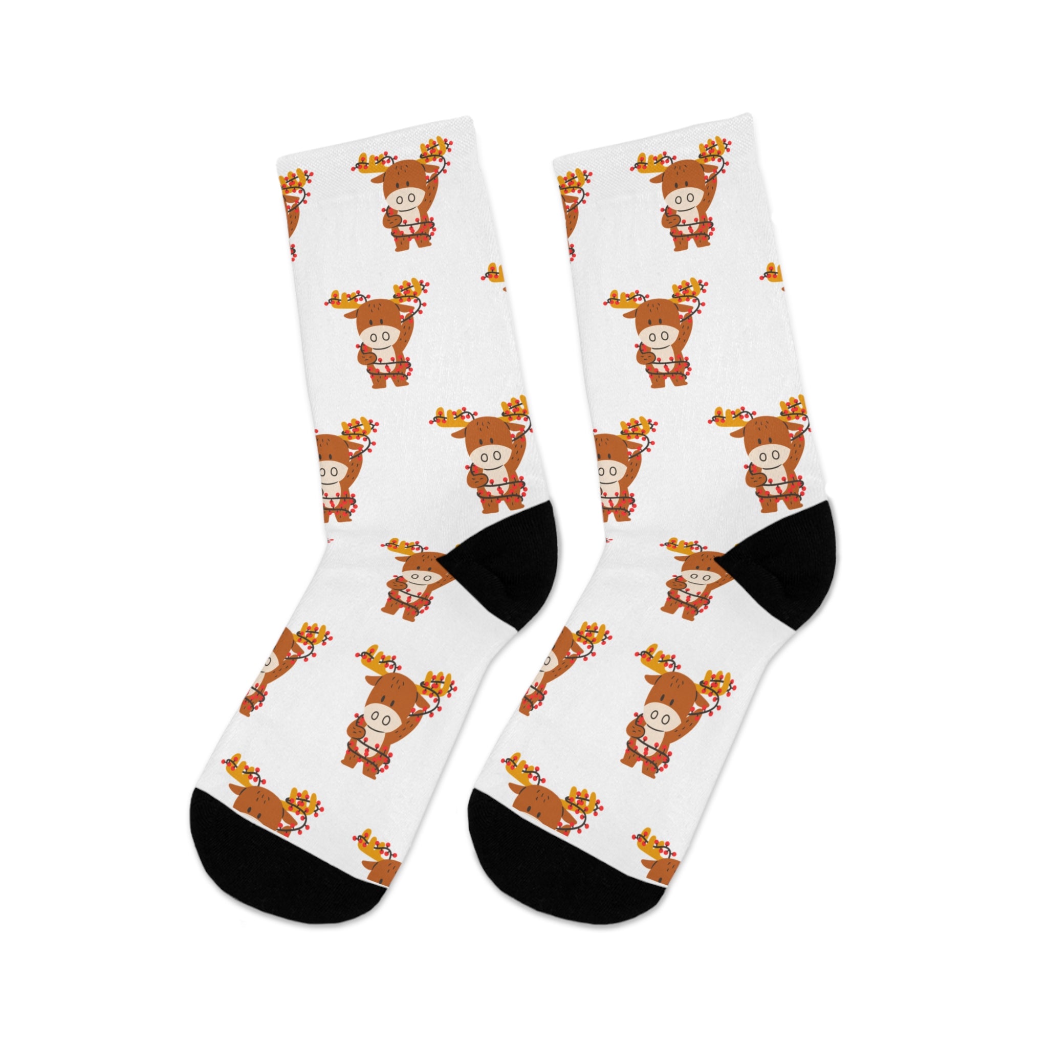 Reindeer Christmas Socks (Recycled) White