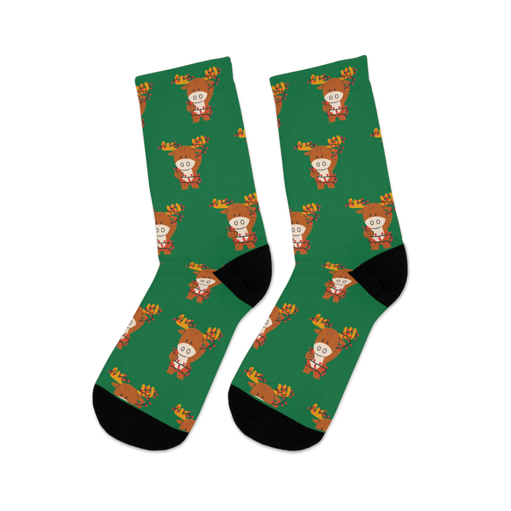 Reindeer Christmas Socks (Recycled) Green