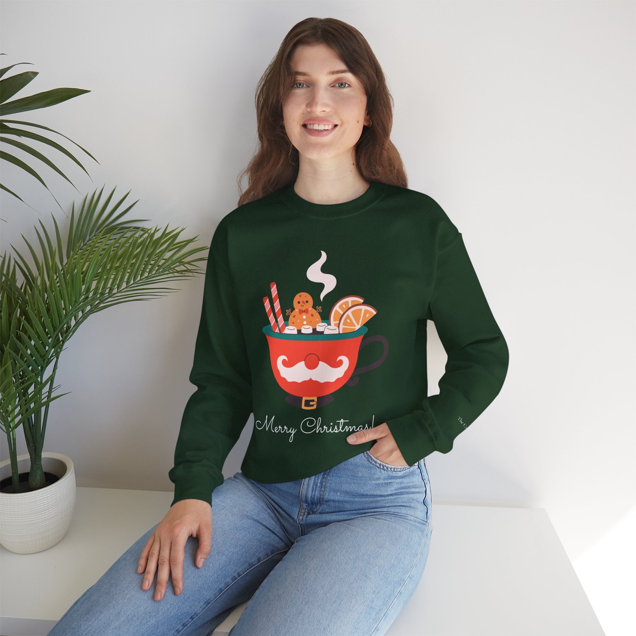 Merry Christmas Moustache Mug Holiday Sweater (W)
