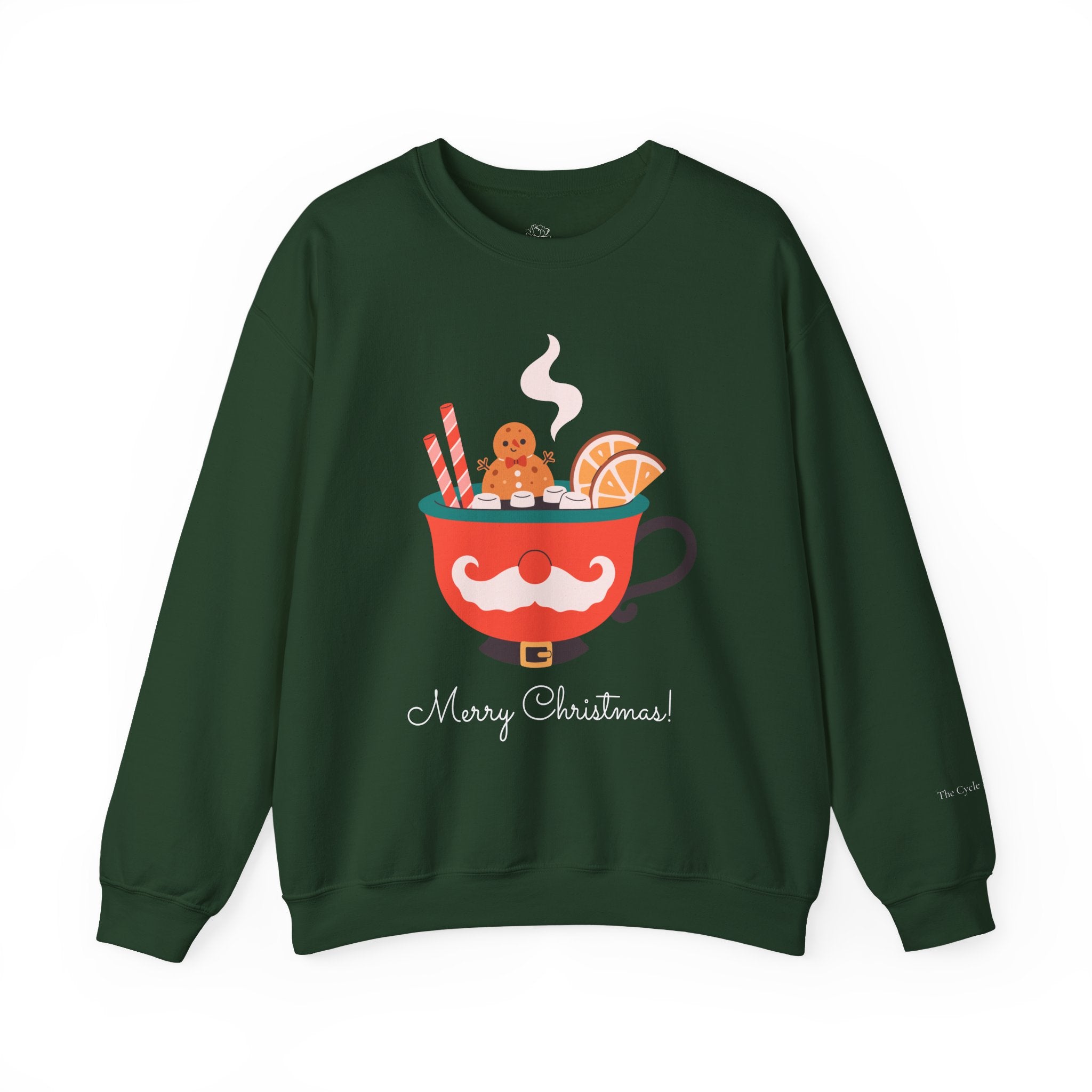 Merry Christmas Moustache Mug Holiday Sweater (W)