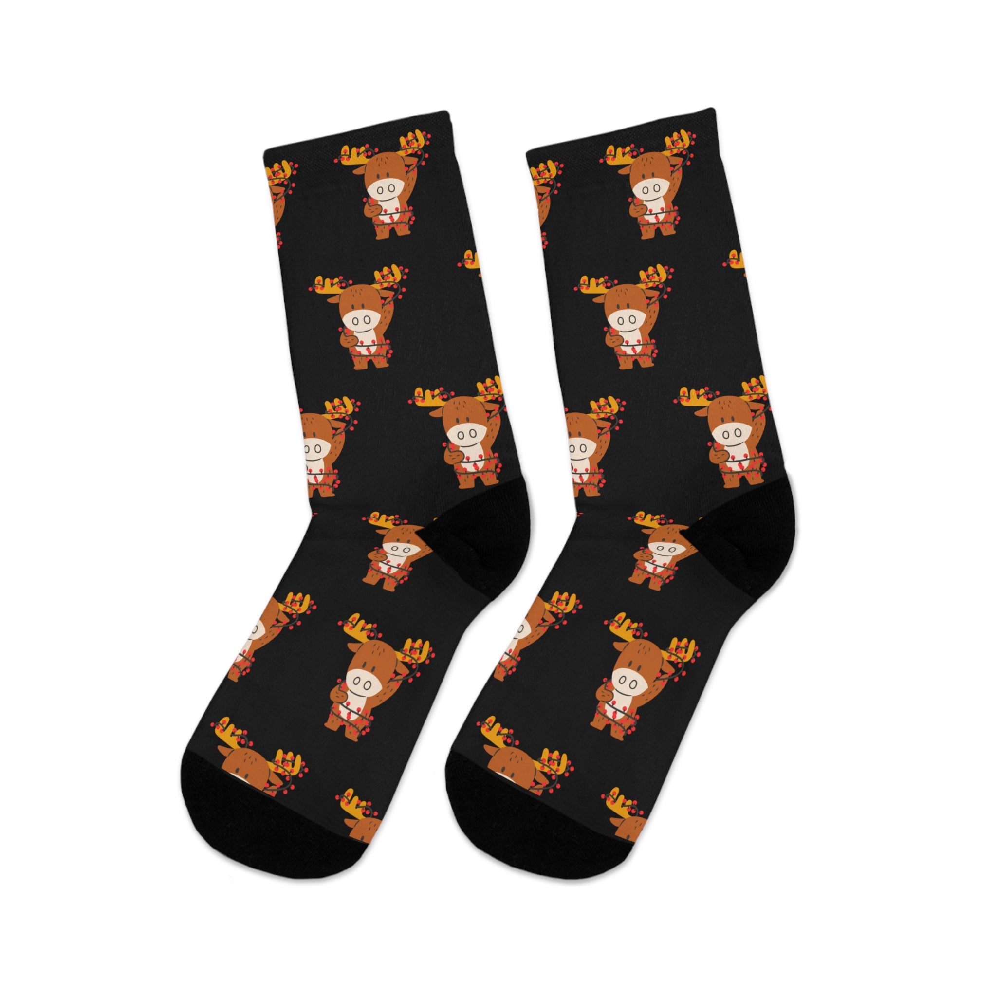 Reindeer Christmas Socks (Recycled) Black